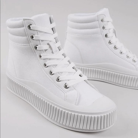 SHEIN Shoes - Lace Up Chunky Flatform Sole High Top Sneakers